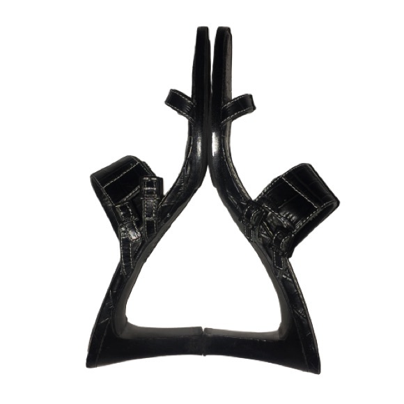 CHAPS Kourtney Black Strappy Slip on Heels 6.5 - Picture 4 of 6